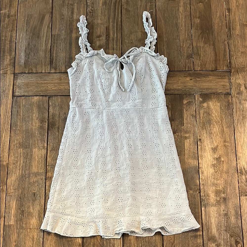 B. Smart Light Blue Mini Dress with Lace Trim